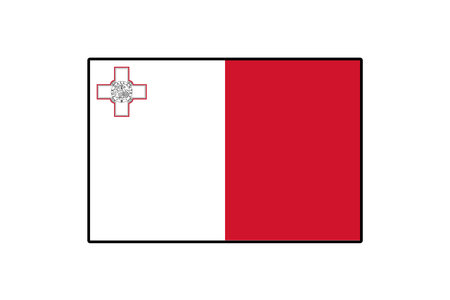 The illustration displays the national flag of Malta, featuring a white and red design with the George Cross in the upper hoist corner. It symbolizes Maltas rich history and national pride.のイラスト素材