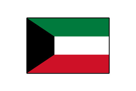 The design features the national flag of Kuwait, with its distinct colors and shape, symbolizing the countrys rich heritage and identity in a clear vector format.のイラスト素材