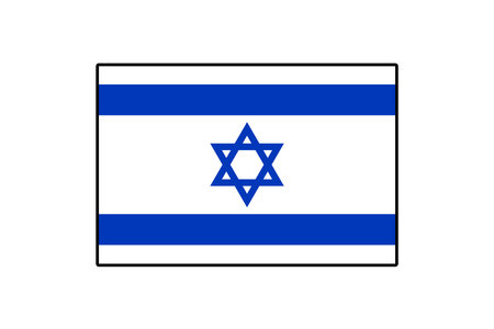 A vector depiction of the flag of Israel features two blue horizontal stripes, a central Star of David, and a white background, symbolizing the nations identity and heritage.のイラスト素材