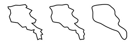 Armenia country black outline silhouettes in three different levels of smoothness. Simplified maps. Vector icons isolated on white background.のイラスト素材