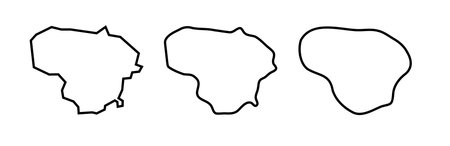 Lithuania country black outline silhouettes in three different levels of smoothness. Simplified maps. Vector icons isolated on white background.のイラスト素材