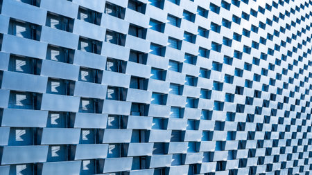 This architectural detail showcases the unique envelope facade of Amager Bakke in Copenhagen,...