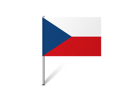 Czech Republic flag - map pin flag representing a country cultural identity and heritage. The essence of national pride and unity. Map pin flag stuck in a white backgroundのイラスト素材