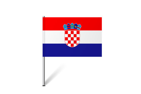 Croatia flag - map pin flag representing a country cultural identity and heritage. The essence of national pride and unity. Map pin flag stuck in a white backgroundのイラスト素材