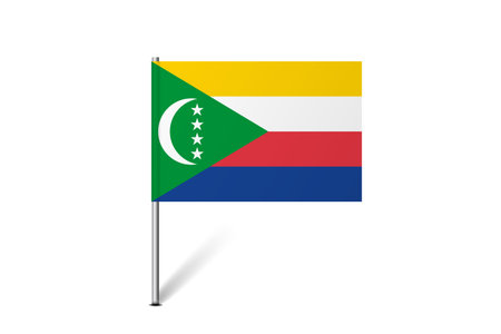 Comoros flag - map pin flag representing a country cultural identity and heritage. The essence of national pride and unity. Map pin flag stuck in a white backgroundのイラスト素材