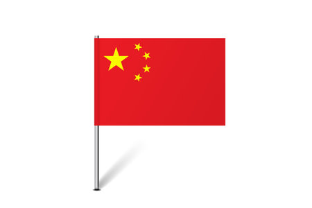 China flag - map pin flag representing a country cultural identity and heritage. The essence of national pride and unity. Map pin flag stuck in a white backgroundのイラスト素材