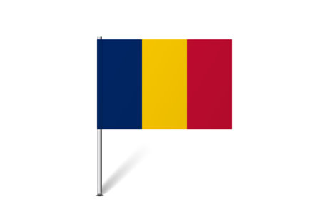 Chad flag - map pin flag representing a country cultural identity and heritage. The essence of national pride and unity. Map pin flag stuck in a white backgroundのイラスト素材