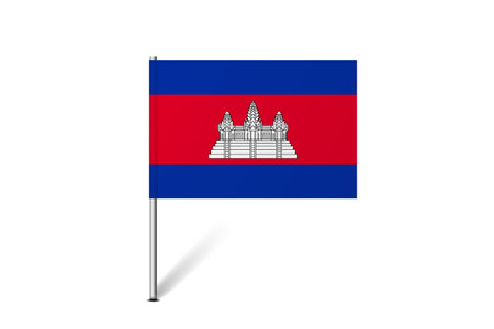 Cambodia flag - map pin flag representing a country cultural identity and heritage. The essence of national pride and unity. Map pin flag stuck in a white backgroundのイラスト素材