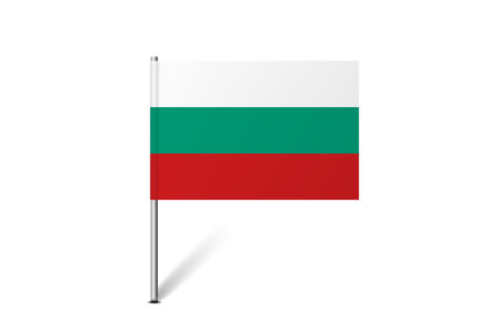 Bulgaria flag - map pin flag representing a country cultural identity and heritage. The essence of national pride and unity. Map pin flag stuck in a white backgroundのイラスト素材