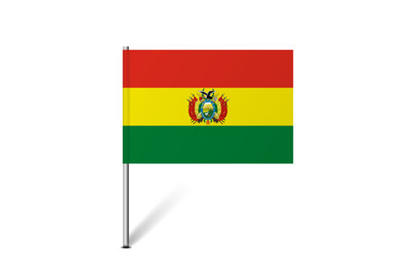 Bolivia flag - map pin flag representing a country cultural identity and heritage. The essence of national pride and unity. Map pin flag stuck in a white backgroundのイラスト素材