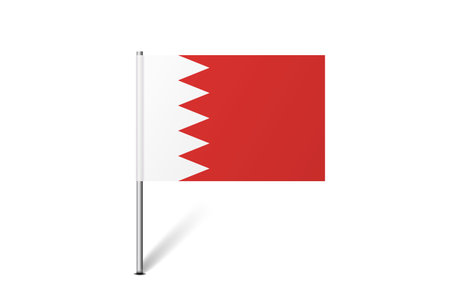 Bahrain flag - map pin flag representing a country cultural identity and heritage. The essence of national pride and unity. Map pin flag stuck in a white backgroundのイラスト素材