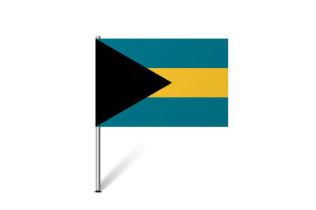 Bahamas flag - map pin flag representing a country cultural identity and heritage. The essence of national pride and unity. Map pin flag stuck in a white backgroundのイラスト素材