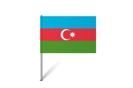 Azerbaijan flag - map pin flag representing a country cultural identity and heritage. The essence of national pride and unity. Map pin flag stuck in a white backgroundのイラスト素材