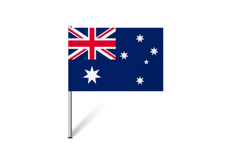 Australia flag - map pin flag representing a country cultural identity and heritage. The essence of national pride and unity. Map pin flag stuck in a white backgroundのイラスト素材
