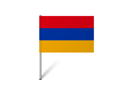 Armenia flag - map pin flag representing a country cultural identity and heritage. The essence of national pride and unity. Map pin flag stuck in a white backgroundのイラスト素材