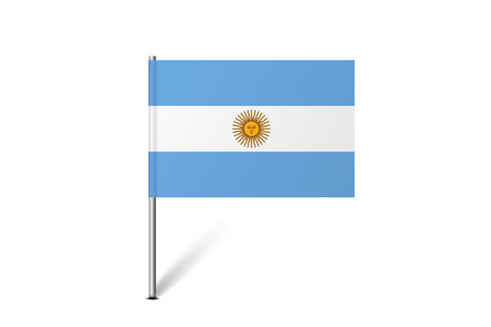 Argentina flag - map pin flag representing a country cultural identity and heritage. The essence of national pride and unity. Map pin flag stuck in a white backgroundのイラスト素材