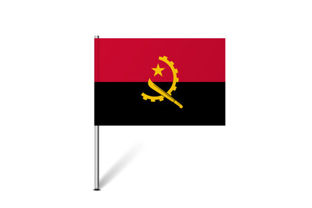 Angola flag - map pin flag representing a country cultural identity and heritage. The essence of national pride and unity. Map pin flag stuck in a white backgroundのイラスト素材