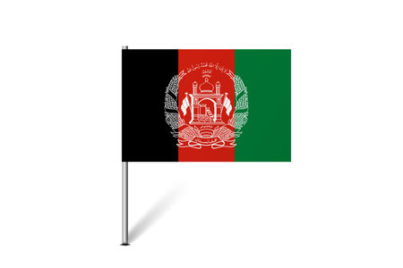 Afghanistan flag - map pin flag representing a country cultural identity and heritage. The essence of national pride and unity. Map pin flag stuck in a white backgroundのイラスト素材