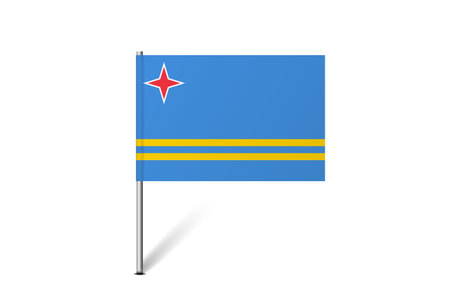 Aruba flag - map pin flag representing a country cultural identity and heritage. The essence of national pride and unity. Map pin flag stuck in a white backgroundのイラスト素材