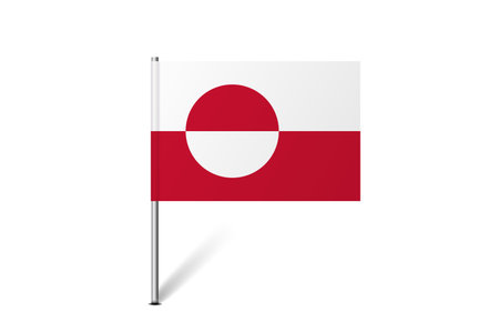 Greenland flag - map pin flag representing a country cultural identity and heritage. The essence of national pride and unity. Map pin flag stuck in a white backgroundのイラスト素材