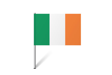 Ireland flag - map pin flag representing a country cultural identity and heritage. The essence of national pride and unity. Map pin flag stuck in a white backgroundのイラスト素材