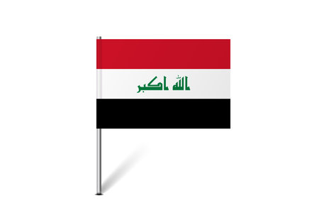 Iraq flag - map pin flag representing a country cultural identity and heritage. The essence of national pride and unity. Map pin flag stuck in a white backgroundのイラスト素材