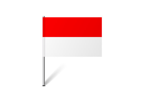 Indonesia flag - map pin flag representing a country cultural identity and heritage. The essence of national pride and unity. Map pin flag stuck in a white backgroundのイラスト素材
