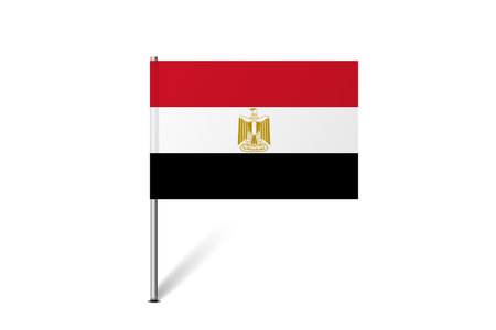 Egypt flag - map pin flag representing a country cultural identity and heritage. The essence of national pride and unity. Map pin flag stuck in a white backgroundのイラスト素材