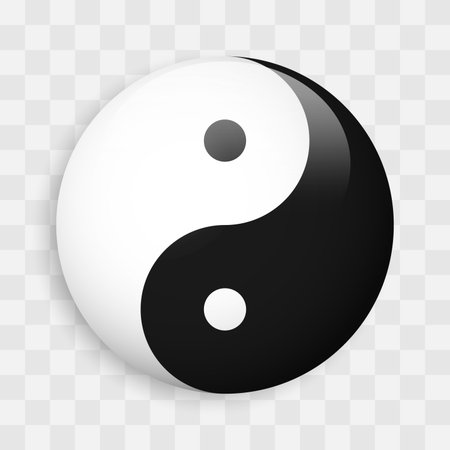 Illustrating the yin and yang symbol, this design depicts two interlocking shapes representing opposing forces. The black and white halves embody balance and harmony in life.のイラスト素材