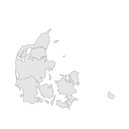 Denmark political map of administrative divisions - regions. Grey blank vector editable map EPS.のイラスト素材