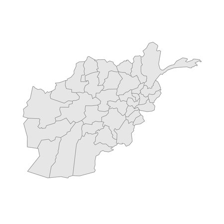 Afghanistan political map of administrative divisions - provinces. Grey blank vector editable map EPS.のイラスト素材