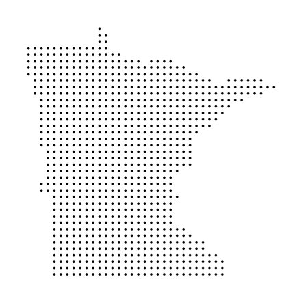 Minnesota, state of United States, USA. Black dot silhouette map for infographic, graphs, business reports or technology design. Vector illustration on white backgroundのイラスト素材
