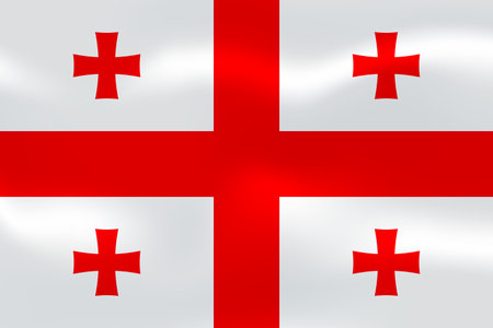 Georgia flag with wavy silk effect. Vector flag symbolizing national pride, identity, heritage, patriotism and authorityのイラスト素材