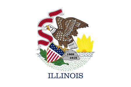 Illinois state flag 3-2 ratio. Part of The United States of America. Clean design for print, web, or educational use. Vector illustration.のイラスト素材