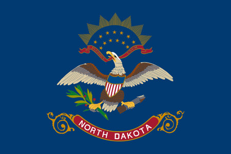 North Dakota state flag 3-2 ratio. Part of The United States of America. Clean design for print, web, or educational use. Vector illustration.のイラスト素材