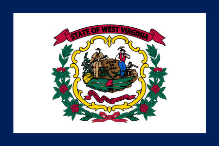 West Virginia state flag 3-2 ratio. Part of The United States of America. Clean design for print, web, or educational use. Vector illustration.のイラスト素材
