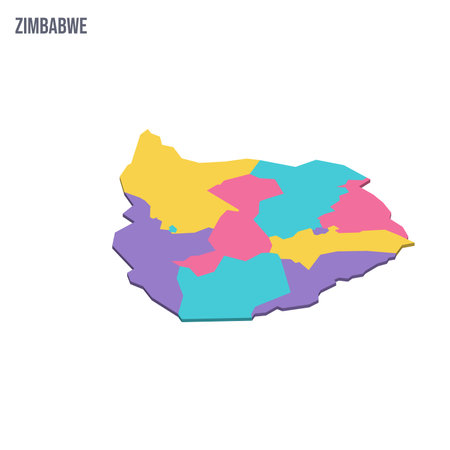 Zimbabwe political map of administrative divisions - provinces. Colorful isometric blank vector map.のイラスト素材