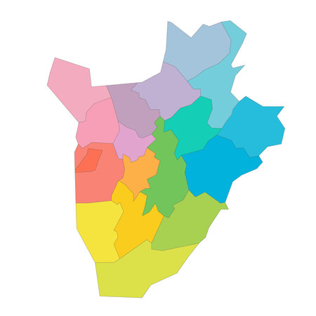 Burundi political map of administrative divisions - provinces. Rainbow spectrum colorful blank vector map.のイラスト素材