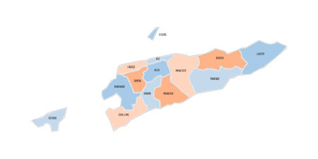 East Timor political map of administrative divisions - municipalities and Special Administrative...