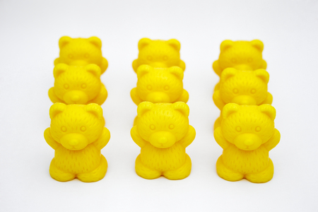 Plastic toy bearsの写真素材