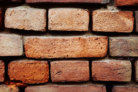 old brick wall, curves of a brick lineの写真素材