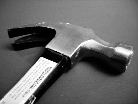 A black and white shot of a claw hammer.の写真素材