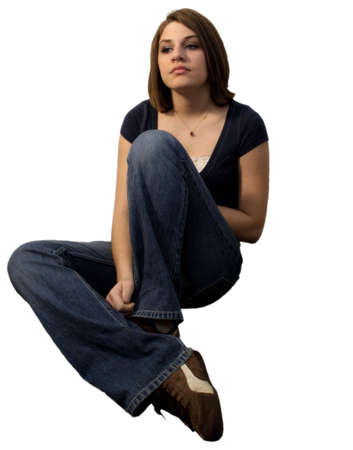 A pretty teenager with brunette hair.の写真素材