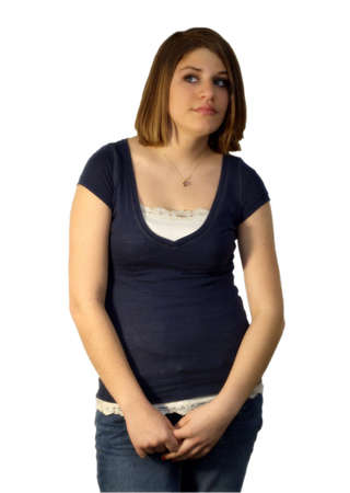 A pretty teenager with brunette hair.の写真素材