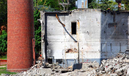 Part of an old factory in the process of being demolished.の写真素材