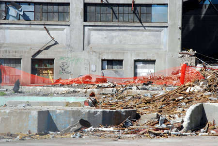 Part of an old factory in the process of being demolished.の写真素材
