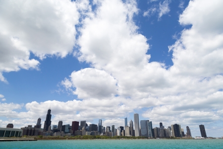 Chicago skyline with Shedd Aquariumの写真素材