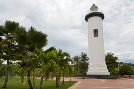 Puerto Rico harbor white lighthouse in Punta Higuero, Rinconの写真素材