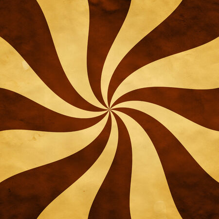 Twirl chocolate brown rays on old paper illustration backgroundの写真素材