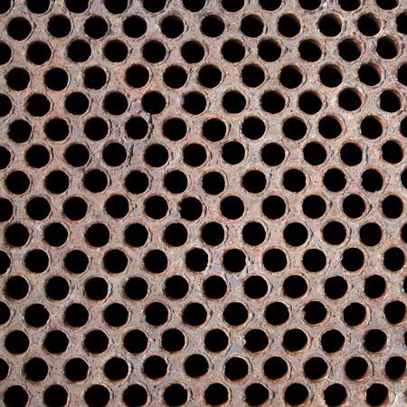 The rusty metal floor with holesの写真素材